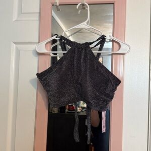 Target Sparkling Black Halter Bikini Top